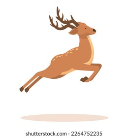 Jumping forest deer icon cartoon vector. Herd animal. Fauna antler