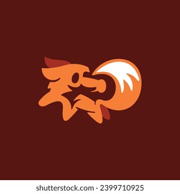 Jumping Fox Animal vector illustration design, modern logo element graphic illustration design