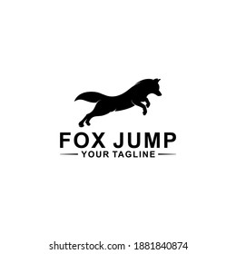 jumping fox illustration logo on white background