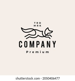 jumping fox line outline monoline art hipster vintage logo vector icon illustration