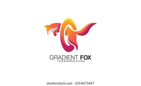 Logotipo de zorro de salto en una plantilla vectorial abstracta con un bonito estilo de color gradiente