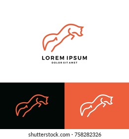 jumping fox logo vector icon line art outline download monoline