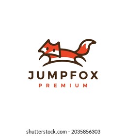 jumping fox outline line art color logo vector icon illustration