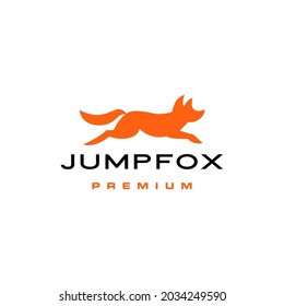 jumping fox quick brown flat simple logo vector icon illustration