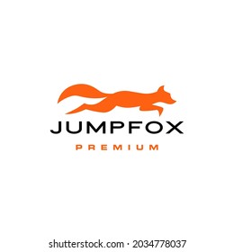 jumping fox quick brown flat simple logo vector icon illustration