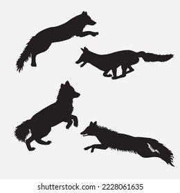 Salto del paquete de arte de los vectores Fox Silhouette.