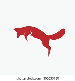 Jumping fox symbol - vector illustration