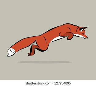 Jumping fox - vector illustration
