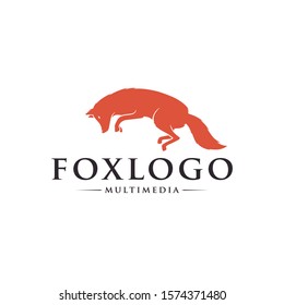 Jumping fox vector logo template