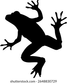 Jumping Frog Silhouette Vector Black Amphibian Clipart on White Background
