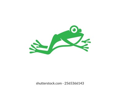 jumping frog vector made in flat style in green