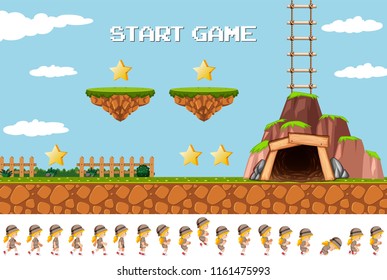 A jumping game template illustration