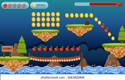 A Jumping Game Template Night Scene illustration