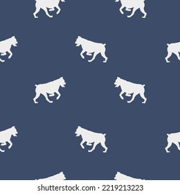 Jumping german boxer puppy. Seamless pattern. Dog silhouette. Endless texture. Design for wallpaper, wrapping paper, fabric, decor, surface design. Vector illustration.