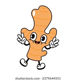 Jumping Ginger character. Vector hand drawn traditional cartoon vintage, retro, kawaii character illustration icon. Isolated on white background. Ginger jump character concept