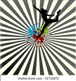 jumping girl abstract vector illustration