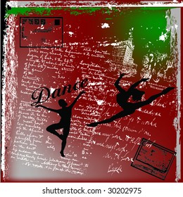 jumping girl grunge background vector