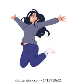 Jumping Girl With a Happy Face