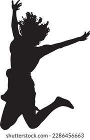jumping girl silhouette, Print, Stickers, sublimation print design