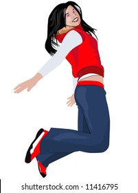 jumping girl vector illustration