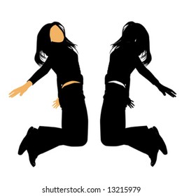 jumping girl vector illustration