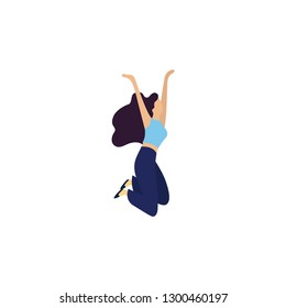 Jumping girl vector isolated flat illustration