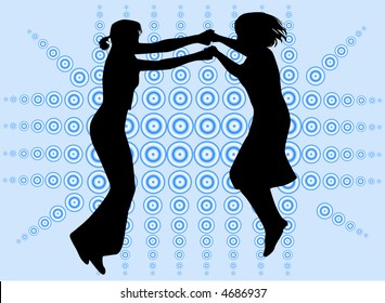 Jumping girl , vectors work