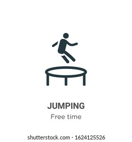 Jumping glyph icon vector on white background. Flat vector jumping icon symbol sign from modern free time collection for mobile concept and web apps design.