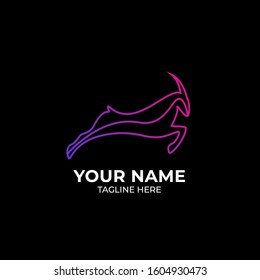 Jumping goat logo with lineart vector