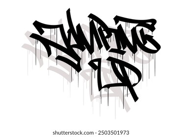 JUMPING UP diseño de estilo de etiqueta de graffiti