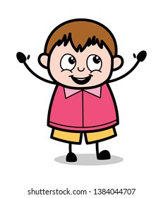 Jumping in Happiness - Teenager Cartoon Fat Boy Vector Illustration 