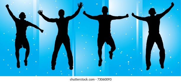 Jumping happy people