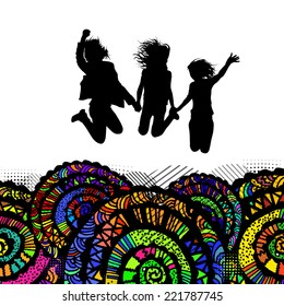 Jumping happy people. Vector