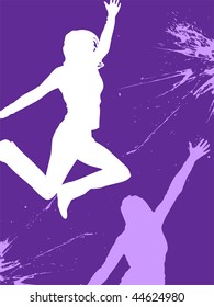 jumping happy teenager - vector