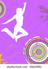 jumping happy teenager - vector