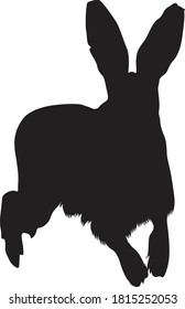 Jumping Hare (Lepus Europaeus) On A Front View, Silhouette, Found In Map Of All Around The World