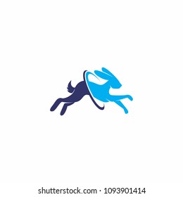 jumping hare logo icon vector