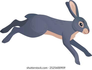 Jumping hare. Summer animal. Cartoon wild character isolated on white background