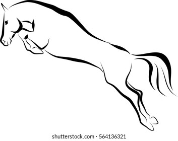 horse jumping line drawing