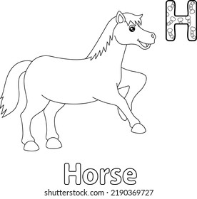 Jumping Horse Alphabet ABC Coloring Page H