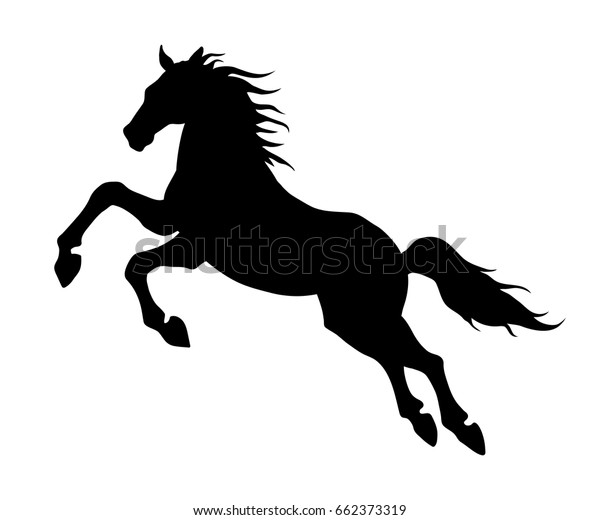 Jumping Horse Black Silhouette Vector Illustration Stock Vector ...