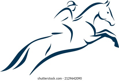 Jumping horse elegant vector illustration, equestrian sport.