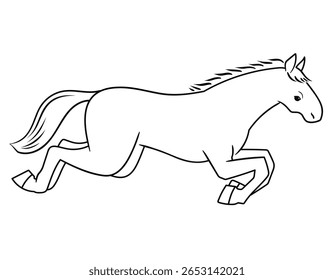 Saltando Linha de Cavalo Arte Vetor Ilustração
