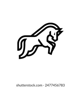 Jumping Horse Line modern logo design template, suitable for your company