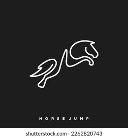 jumping horse logo with line art style