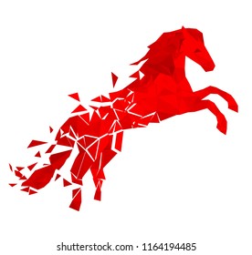 Jumping horse in low poly style