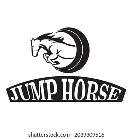 jumping horse in modern style fun style vector for farm farm line logo modern black white style