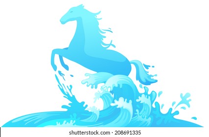 Saltar caballo del vector del agua