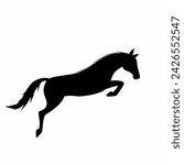 Jumping horse silhouette icon vector. Mustang horse silhouette for icon, symbol or sign. Horse icon for race, gallop, horsepower, mustang or equestrian