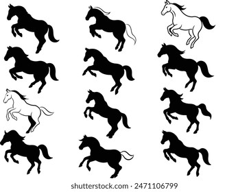 Jumping horse silhouette vector illustration